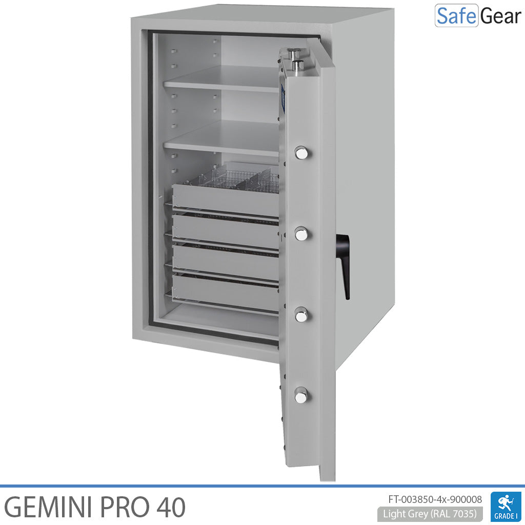 Gemini Pro 40 - Cassaforte per farmacia (180 Litri) - 4 cassetti - 2 ripiani - Grado di resistenza allo scasso I
