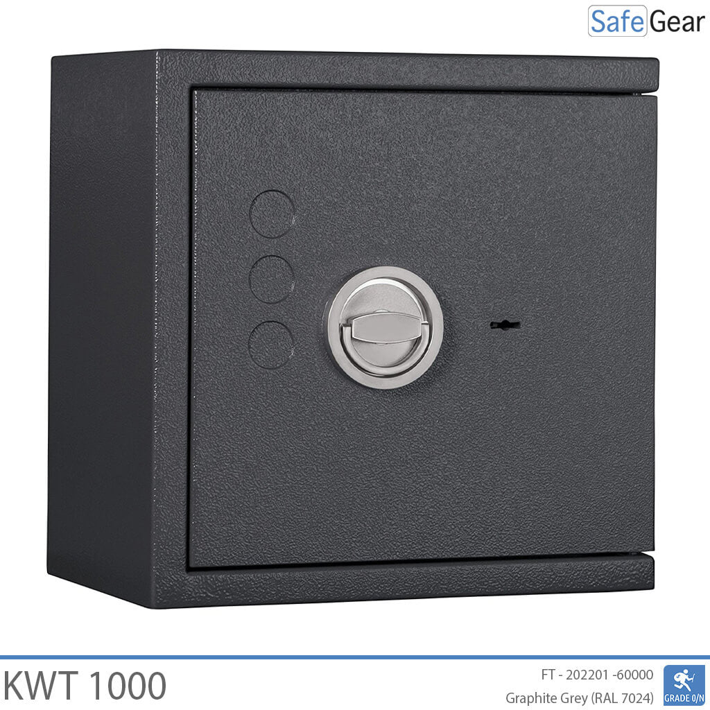 KWT 1000 gun safe in Graphite Grey, door closed