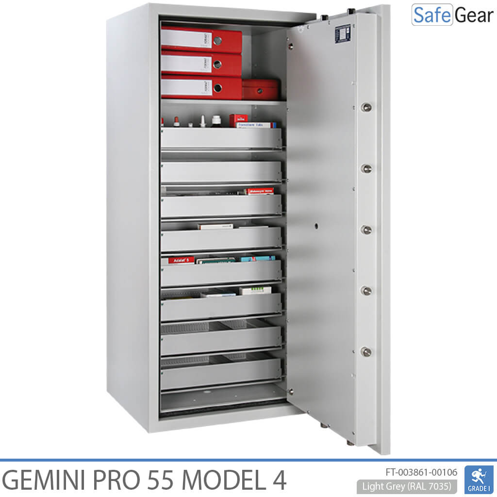 Gemini Pro 55 - Coffre-Fort pour pharmacie (293 litres) - 7 tiroirs - 1 étagère - Test anti-effraction Classe I