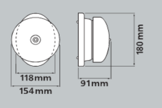 Signal bell dimensions: 154 × 180 × 91 mm
