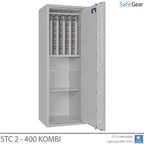 STC 2-400 Kombi key safe in light grey, door fully open, key walls and shelves