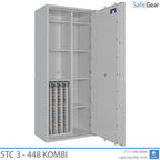 STC 3-448 Kombi key safe in light grey, door fully open, key walls and shelves