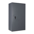 STL AS car key safe in graphite grey, door closed — front three-quarter view with key lock