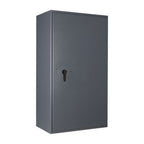 STL AS car key safe in graphite grey, door closed — front three-quarter view with key lock