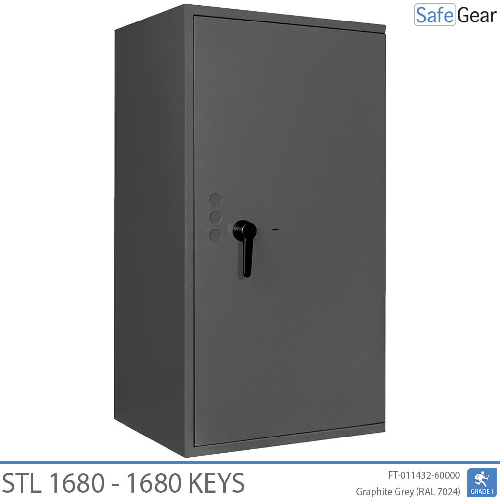 STL 1680 key safe in Graphite Grey, closed